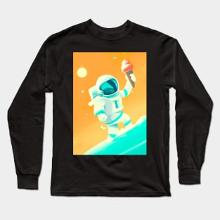 Astronaut with Ice Cream Long Sleeve T-Shirt
